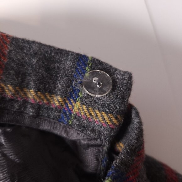 VTG Talbots Petites 12P Wool Blend Plaid Skirt Gray Red Tartan Preppy Classic US - Picture 6 of 14